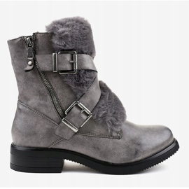 Stivali piatti grigi con pelliccia 1061A-PA grigio 2