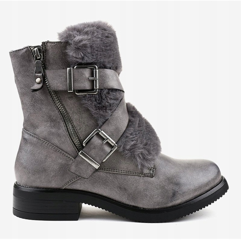 Stivali piatti grigi con pelliccia 1061A-PA grigio 2