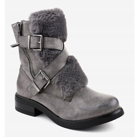 Stivali piatti grigi con pelliccia 1061A-PA grigio 1