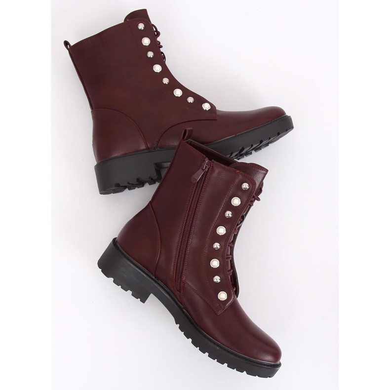 Stivaletti stringati BH123-KB Vino rosso 1