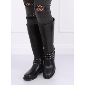 Stivali da equitazione neri con borchie Y208 Black nero 2