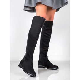 Forever Folie Stivali sopra il ginocchio con Lycra nero 1