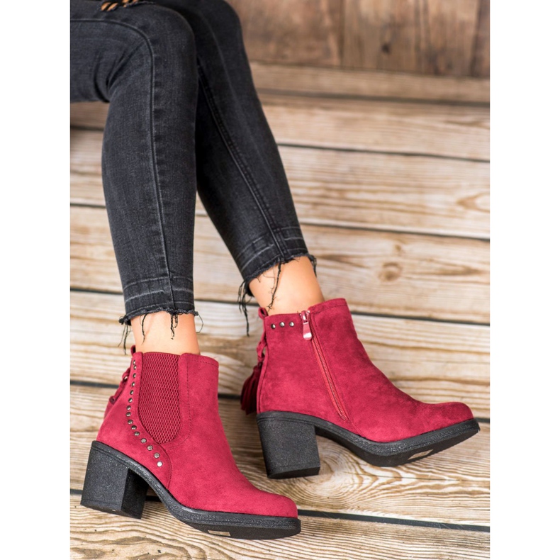 Small Swan Stivaletti Chelsea con frange rosso 1