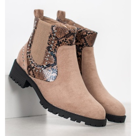 Small Swan Stivaletti Chelsea con stampa serpente beige multicolore 1