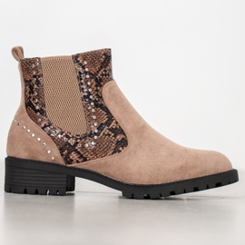 Small Swan Stivaletti Chelsea con stampa serpente beige multicolore 2