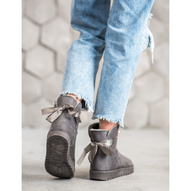 SHELOVET Mukluki con perline grigio 1