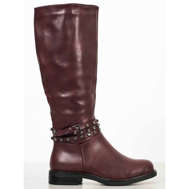 SHELOVET Stivali Maroon Con Cubic Zirconia rosso 2