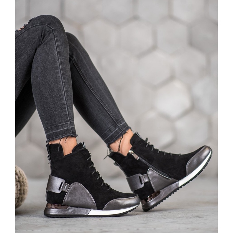 Goodin Scarpe da ginnastica alla moda nero grigio 1