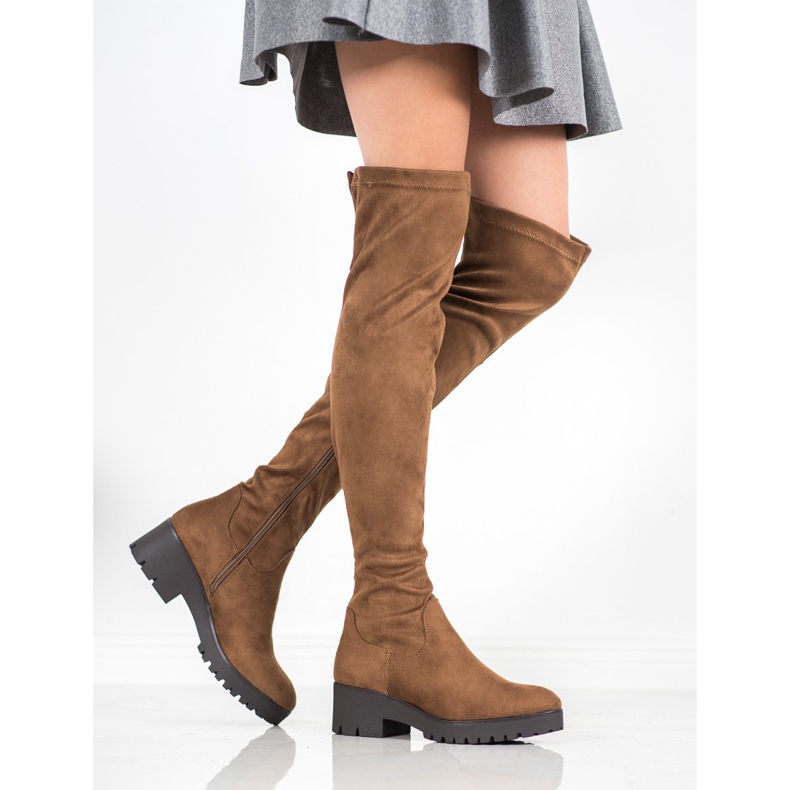 SHELOVET Stivali coscia sulla piattaforma marrone 1
