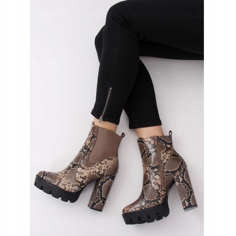 Stivali sulla piattaforma serpente DA31P Khaki Snake cachi 1