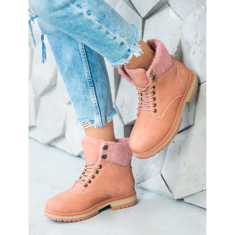 SHELOVET Trapper con glitter rosa 1