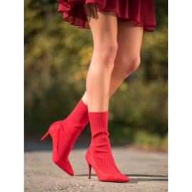 SHELOVET Stivali slip-on con tacco alto rosso 1