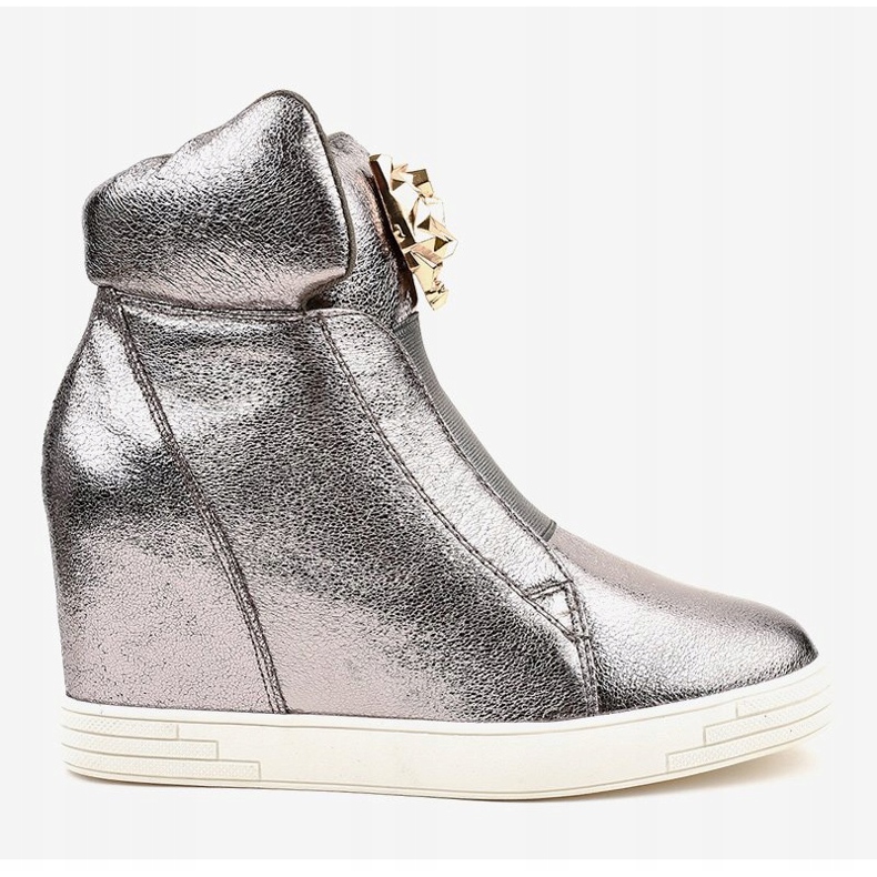 Sneakers argento sulla zeppa jaguar KLS-105-4 grigio 2