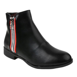 Stivali piatti da donna in camoscio nero 88-269 1