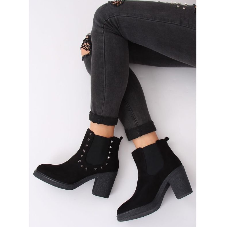 Stivali neri con tacco largo H8-85 Black nero 1