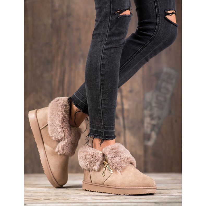 Kylie Mukluki basso con pelliccia marrone 1