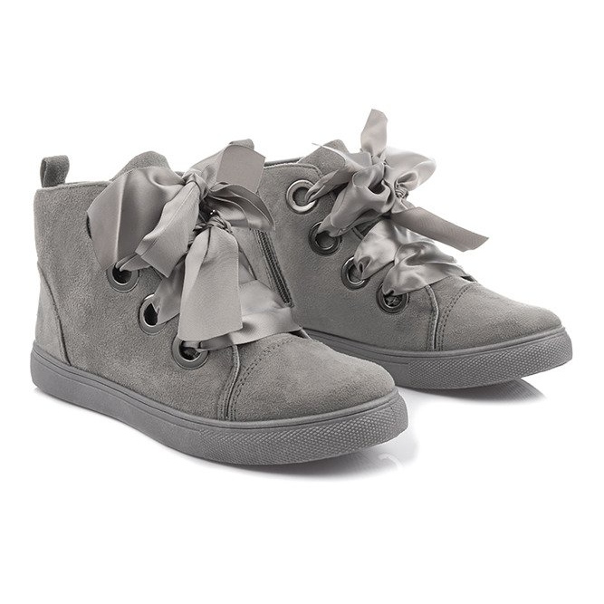 Stivali e fiocchi in camoscio TL0147 Grigio 1