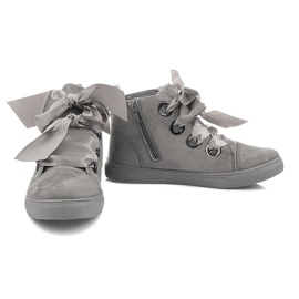 Stivali e fiocchi in camoscio TL0147 Grigio 2