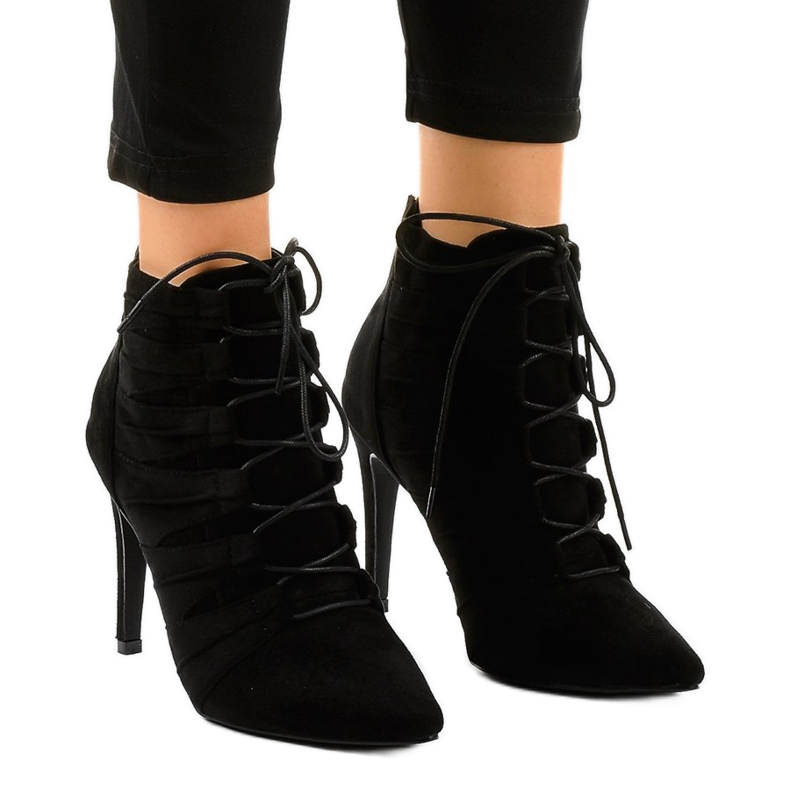 Stivali stiletto JA79 neri in camoscio nero 1