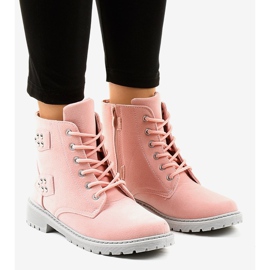 Stivali piatti in camoscio rosa TL93-4 1