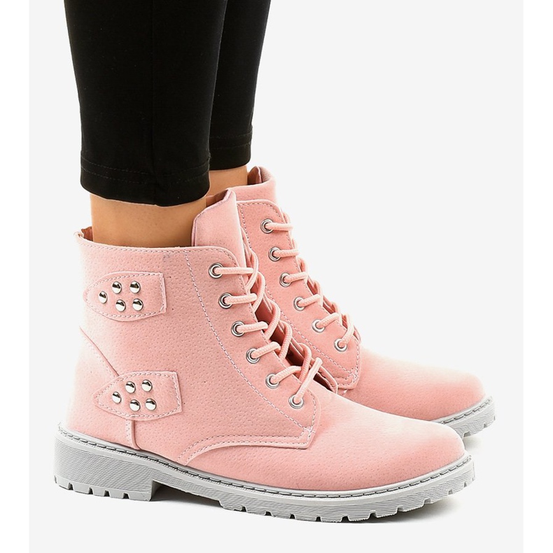 Stivali piatti in camoscio rosa TL93-4 2