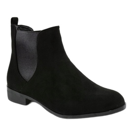 Stivali bassi in camoscio nero con elastico 100-917BO 1