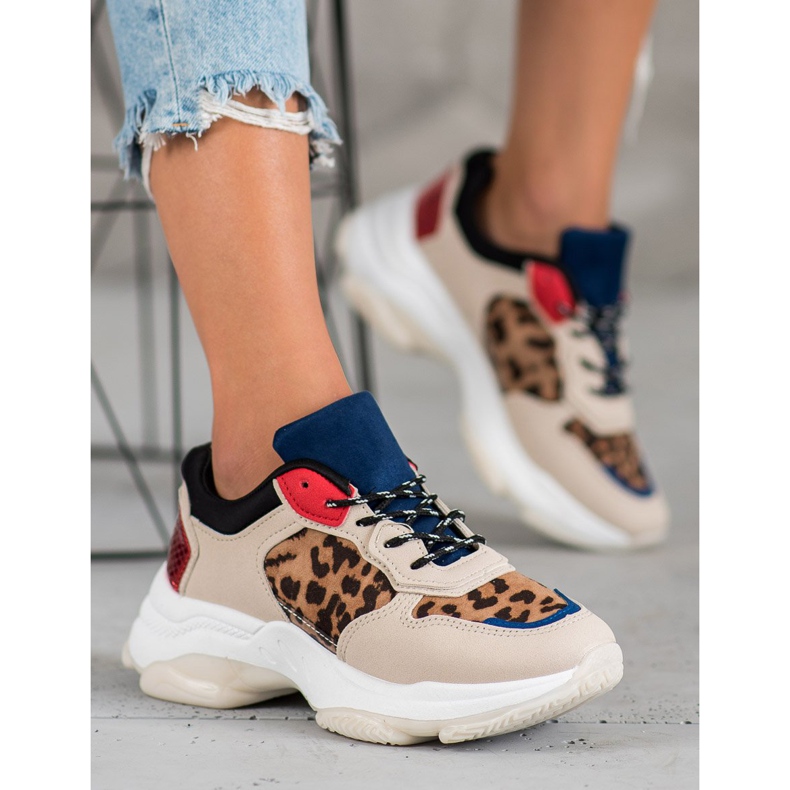 SHELOVET Sneakers alla moda con stampa leopardata marrone multicolore 1