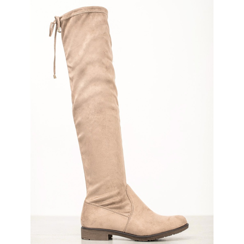 J. Star Stivali alti in camoscio con fascia beige 1