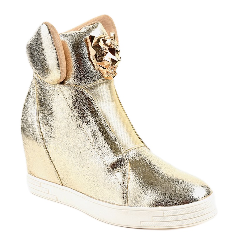 Sneakers con zeppa giaguaro dorato KLS-105-5 d'oro 1