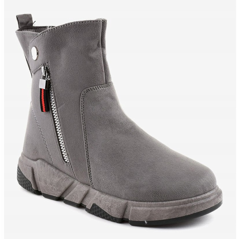Stivali da neve isolati in camoscio grigio KFS-506 2