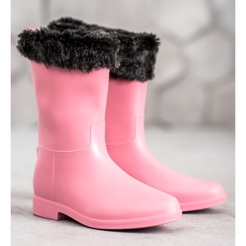 SHELOVET Stivali da pioggia con pelliccia rosa 2