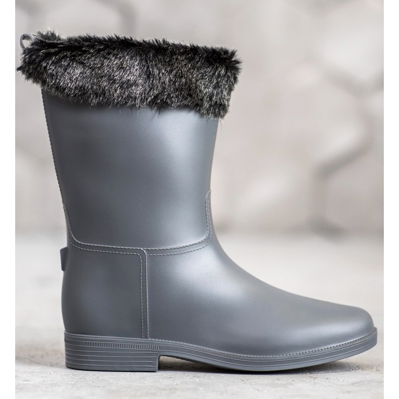 SHELOVET Stivali da pioggia con pelliccia grigio 2