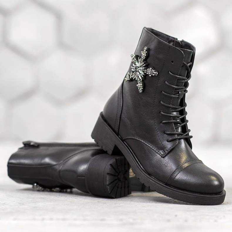 SHELOVET Operai classici con cristalli nero 1