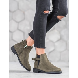 Ideal Shoes Stivaletti in pelle scamosciata verde 1
