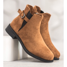 Ideal Shoes Stivaletti in pelle scamosciata marrone 2