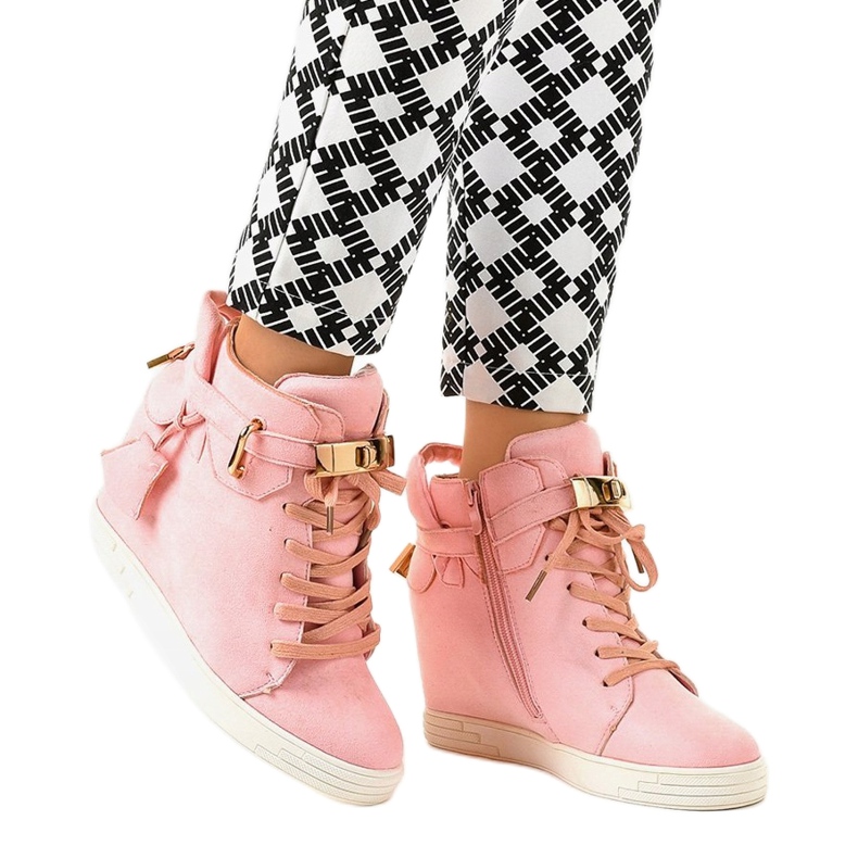 Sneakers con zeppa rosa KLS-103-10 1