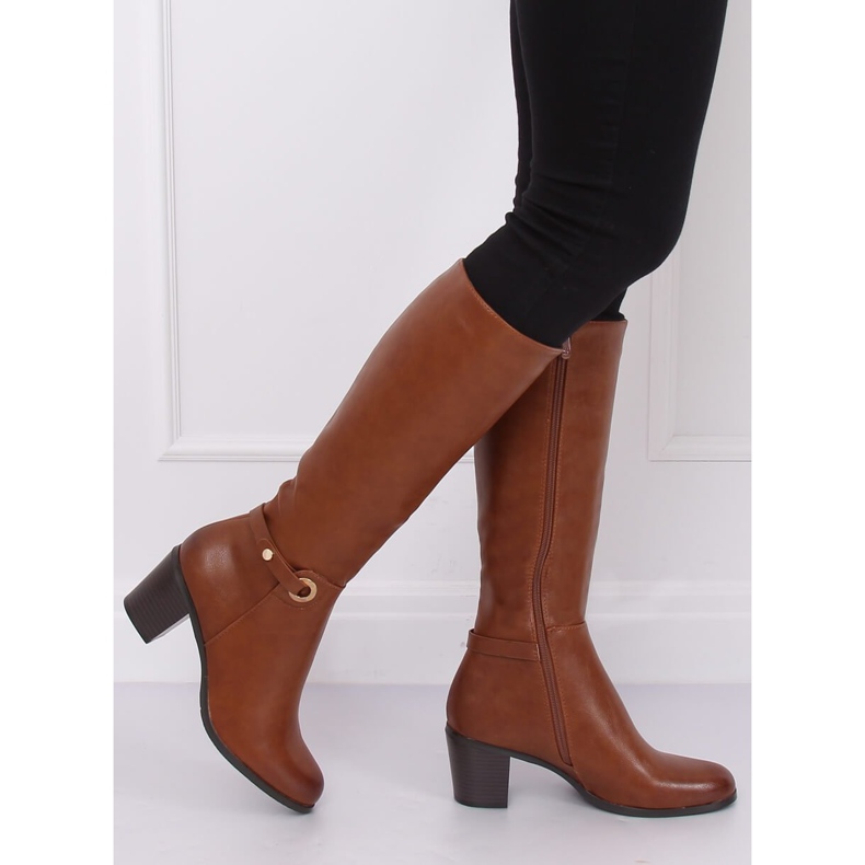Stivali classici con tacco alto cammello BM-9090 Camel marrone 2