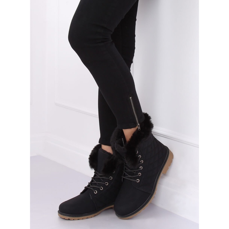 Stivali neri in legno trapuntato Z140 Black nero 2