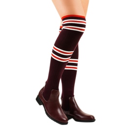 Calzino per stivali da moschettiere marrone FD-69 rosso 1