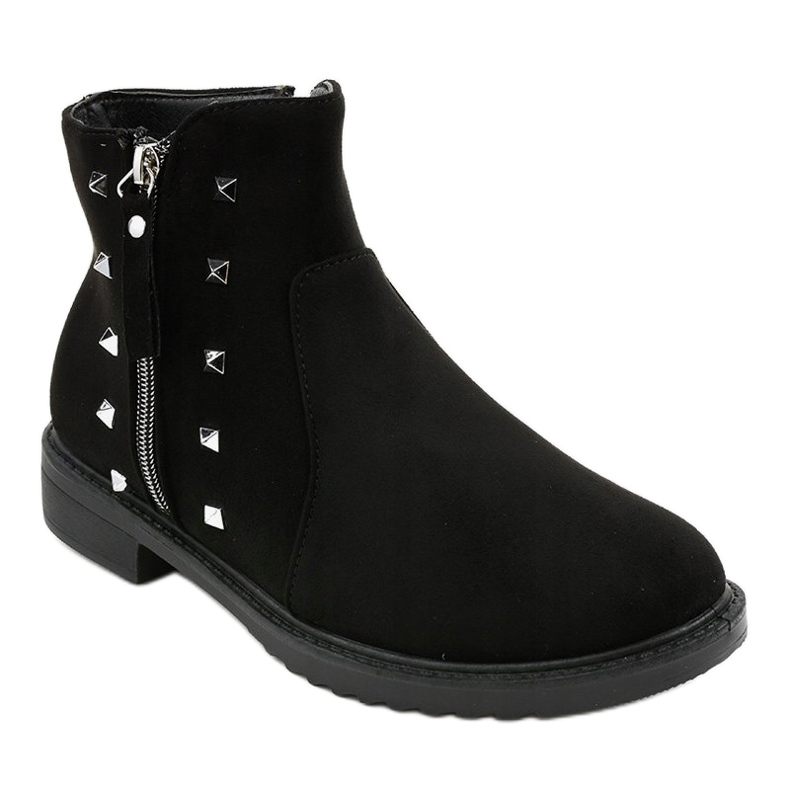 Stivali piatti da donna neri con pelliccia CH-26 nero 1