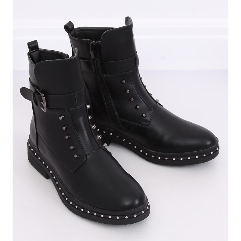 Stivali militari neri isolati neri 1946-9 Black nero 1