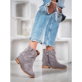 Bella Paris Stivali texani in camoscio con jet grigio 1