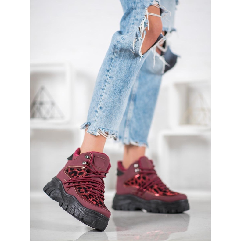 SHELOVET Sneakers con stampa leopardata rosso 1