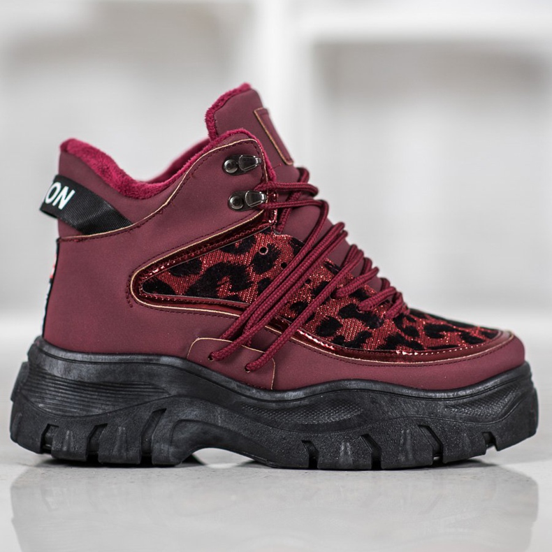SHELOVET Sneakers con stampa leopardata rosso 2