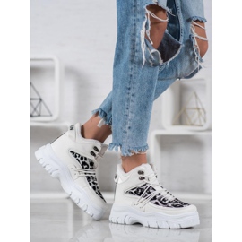 SHELOVET Sneakers con stampa leopardata bianca 5