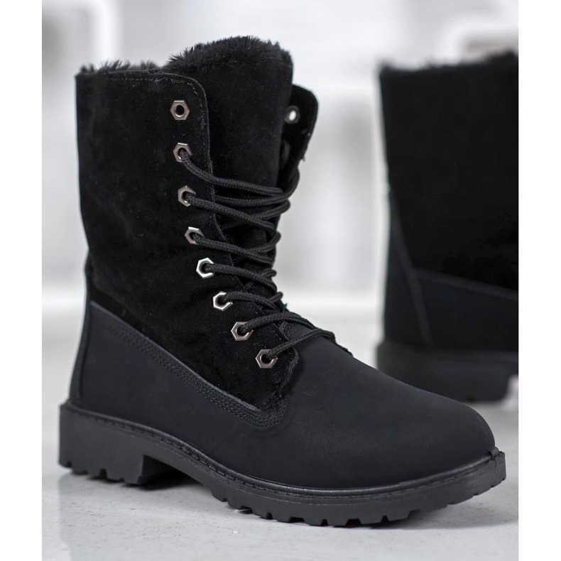 SHELOVET Trappers neri con pelliccia nero 1