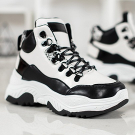 Bella Paris Sneakers con lacci alla moda bianco nero 1