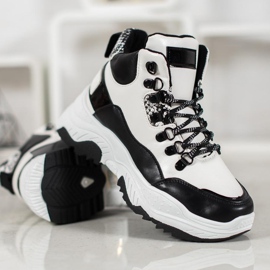 Bella Paris Sneakers con lacci alla moda bianco nero 2