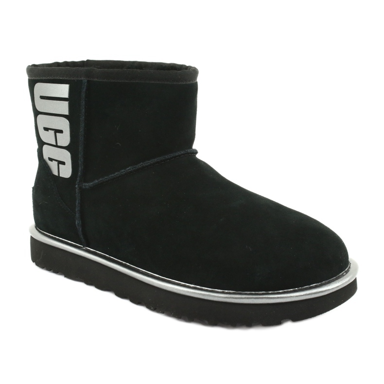 Ugg Classic Mini Ugg Logo in gomma W 1110087-BMT Scarpe nero grigio 1