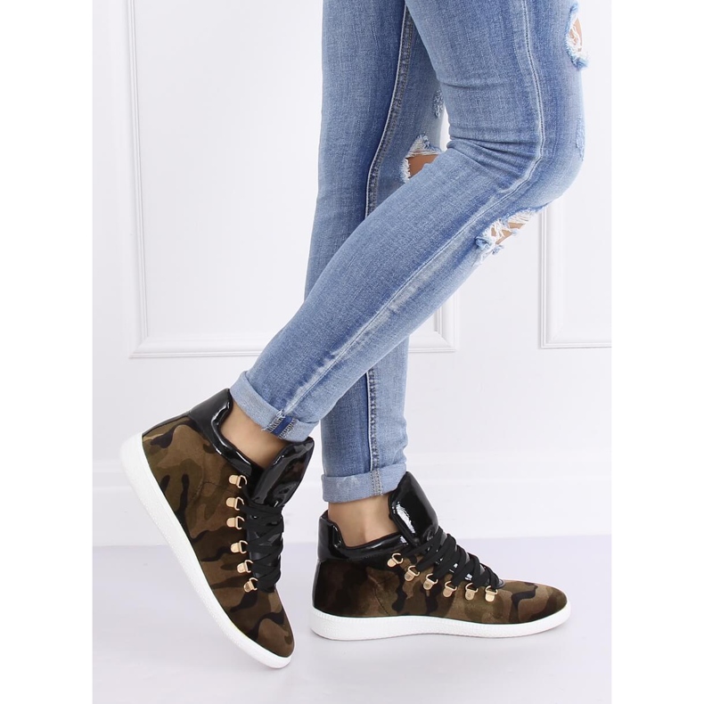 Sneakers in velluto K1834206 Camuflaje multicolore verde 1